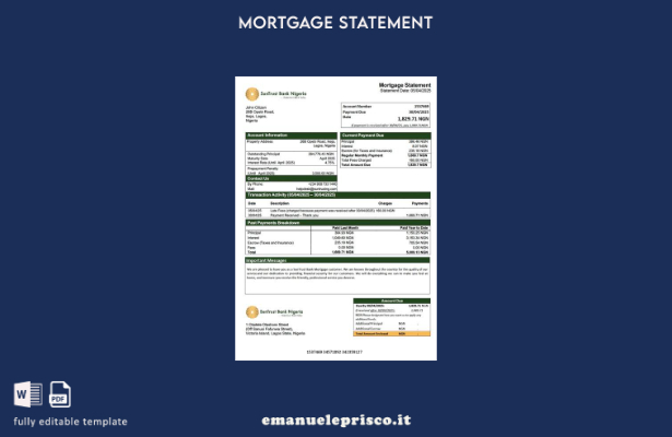 stile verificato Modello di estratto conto ipotecario Nigeria SunTrust Bank Mode